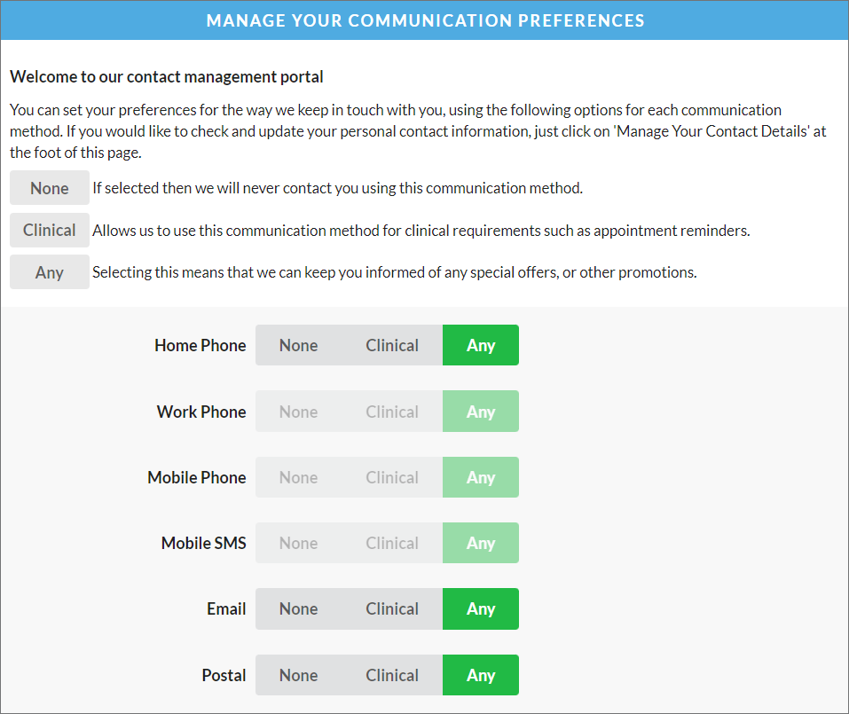 Contact preferences